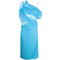 christopher esber robe courte magnetic à empiècement en tulle - bleu