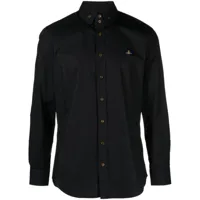 vivienne westwood chemise en coton à logo orb brodé - noir