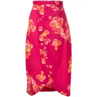 isolda jupe-portefeuille tarsila à fleurs - rose