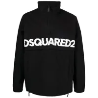 dsquared2 veste zippée en popeline à logo imprimé - noir