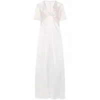 rosetta getty robe longue en soie à col v - blanc