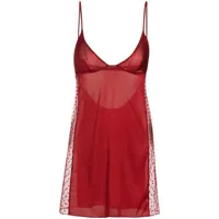 kiki de montparnasse robe nuisette merci à empiècement transparent - rouge