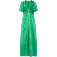 rosetta getty robe longue en soie à détail torsadé - vert