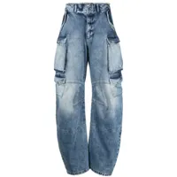 patrizia pepe jean ample à taille haute - bleu