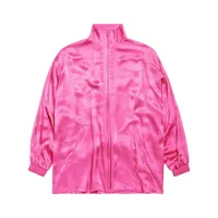 balenciaga veste zippée en soie à logo en jacquard - rose