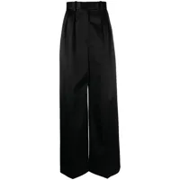 khaite pantalon en satin teyana à taille haute - noir