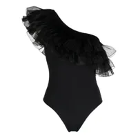 giambattista valli maillot de bain asymétrique à volants - noir