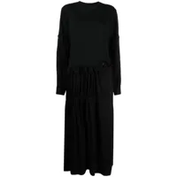 yohji yamamoto robe longue en maille à empiècements - noir