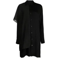yohji yamamoto robe-chemise mi-longue en satin - noir
