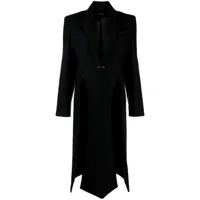 mugler manteau en laine à simple boutonnage - noir
