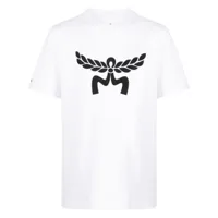 mcm t-shirt à logo laurel - blanc