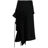 yohji yamamoto jupe en laine à ourlet asymétrique - noir