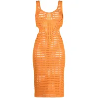 genny robe mi-longue à découpes - orange