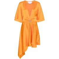 genny robe mi-longue à taille ceinturée - orange