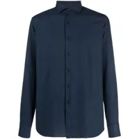 xacus chemise en coton à col biaisé - bleu