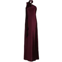 galvan london robe longue ushuaia en satin à une épaule - rouge