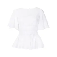 isolda blouse en coton papoula à fronces - blanc