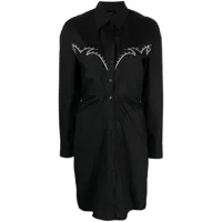 pinko robe-chemise en coton à broderies - noir