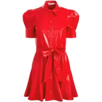 alice + olivia robe-chemise courte lurlene en cuir artificiel - rouge