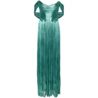 maria lucia hohan robe longue en soie à design plissé - vert