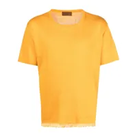 alanui t-shirt en lin à logo brodé - jaune