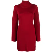 semicouture robe courte en laine vierge à col roulé - rouge