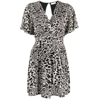 liu jo robe courte à imprimé léopard - gris