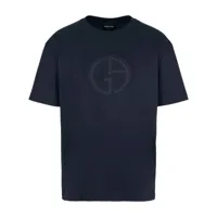giorgio armani t-shirt en coton à logo appliqué - bleu
