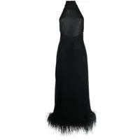 oséree robe longue ornée de plumes à dos nu - noir