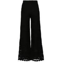 maje pantalon en maille à appliqué floral - noir