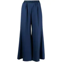 marni pantalon ample à taille à logo - bleu