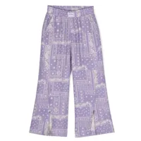 palm angels kids pantalon astro paisley à fentes - violet