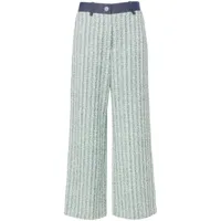 maje pantalon en tweed à coupe ample - bleu