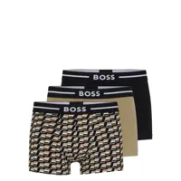 boss boxers en coton à bande logo (lot de trois) - marron