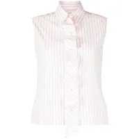 chanel pre-owned chemise rayée à design sans manches (années 1990) - blanc