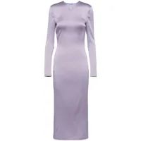 prada robe mi-longue en satin à plaque logo - violet