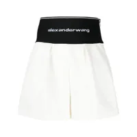 alexander wang short en coton sergé à logo imprimé - blanc