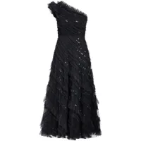 needle & thread robe longue asymétrique brodée de sequins - noir