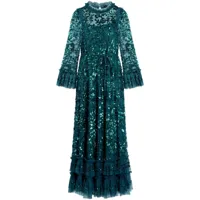 needle & thread robe longue celia à sequins - vert