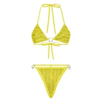 philipp plein bikini à ornements en cristal - jaune