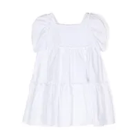 monnalisa robe évasée à design plissé - blanc