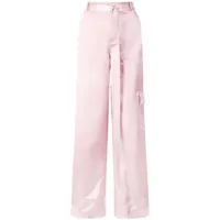 staud pantalon shay en satin à coupe ample - rose