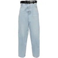 alexander wang jean crop à ceinture en cuir - bleu