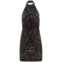badgley mischka robe courte ornée de sequins à dos-nu - noir