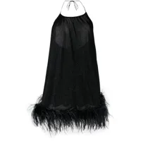 oséree robe courte lumière bordée de plumes - noir