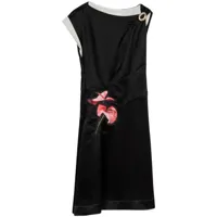 3.1 phillip lim robe drapée en soie à fleurs - noir