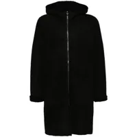 salvatore santoro manteau en daim à capuche - noir