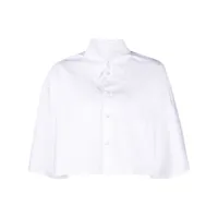 mm6 maison margiela chemise crop en popeline - blanc