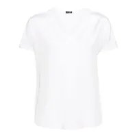 kiton t-shirt en soie à col v - blanc