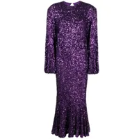 rotate birger christensen robe longue brodée de sequins - violet